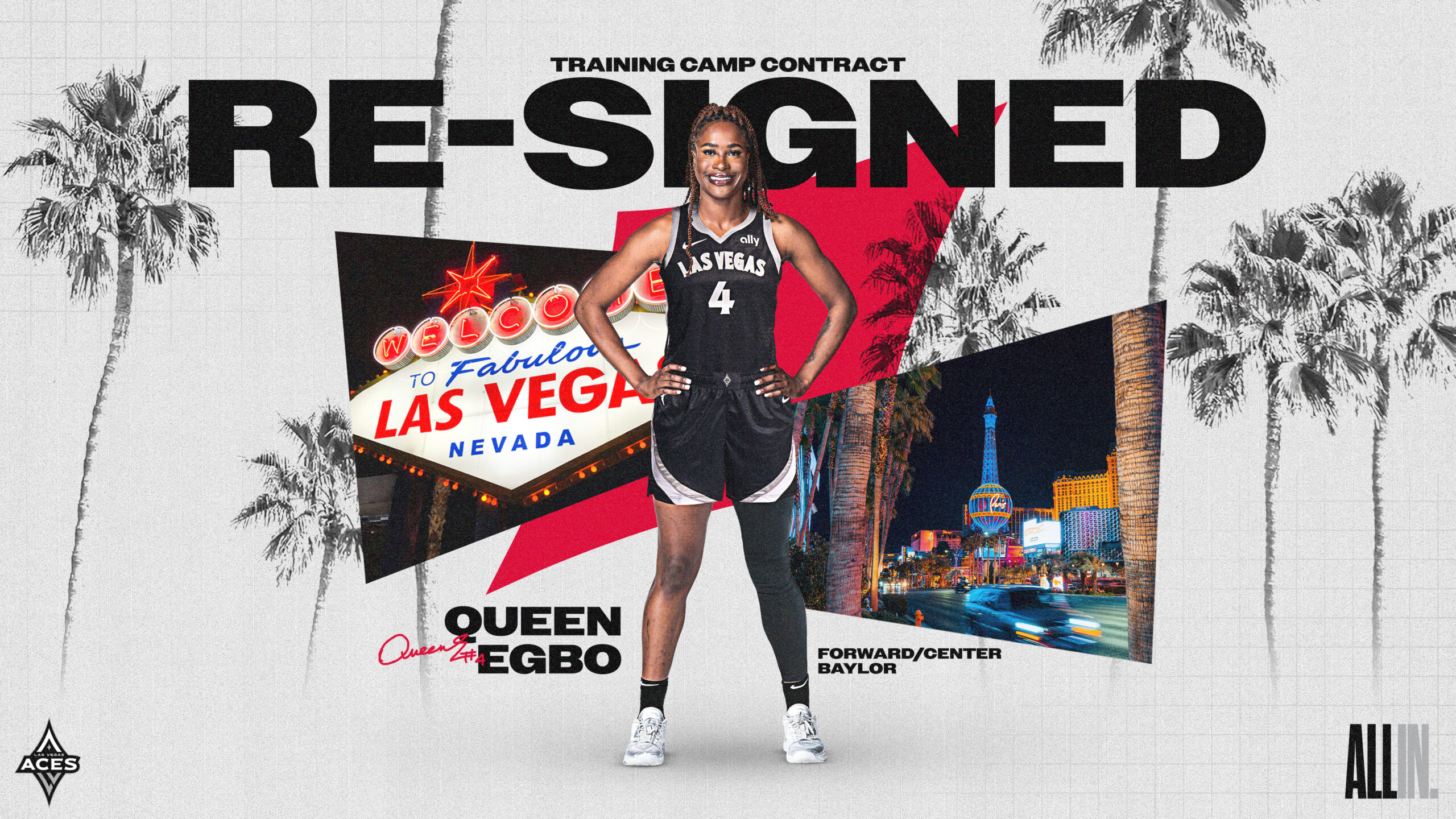 Las Vegas Aces Re-Sign 6-5 Center Queen Egbo